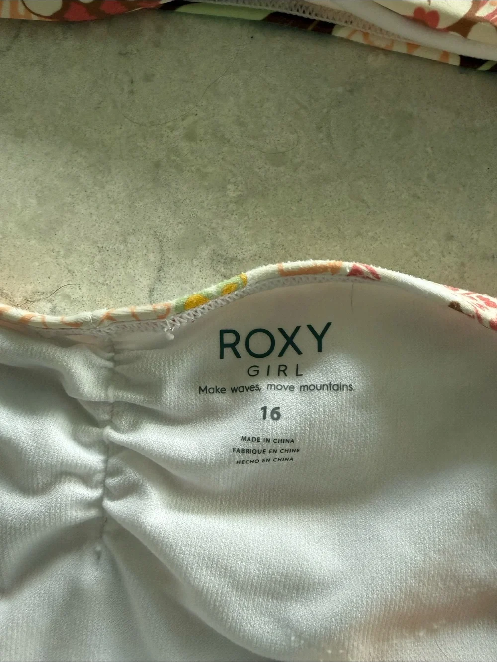 Roxy Floral Bikini Top in White, Pink & Yellow